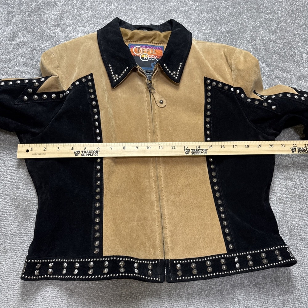 Cripple Creek Large Western Leather Suede Jacket Star Cowgirl Studded Festival - Picture 8 of 11
